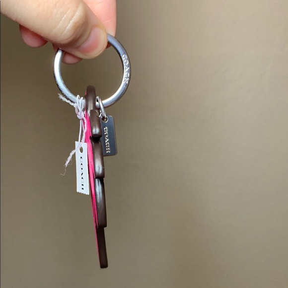 NWT - Coach Palm Tree Bag Charm in Smooth Leather/Silver/Dragon Fruit - Picture 5 of 12